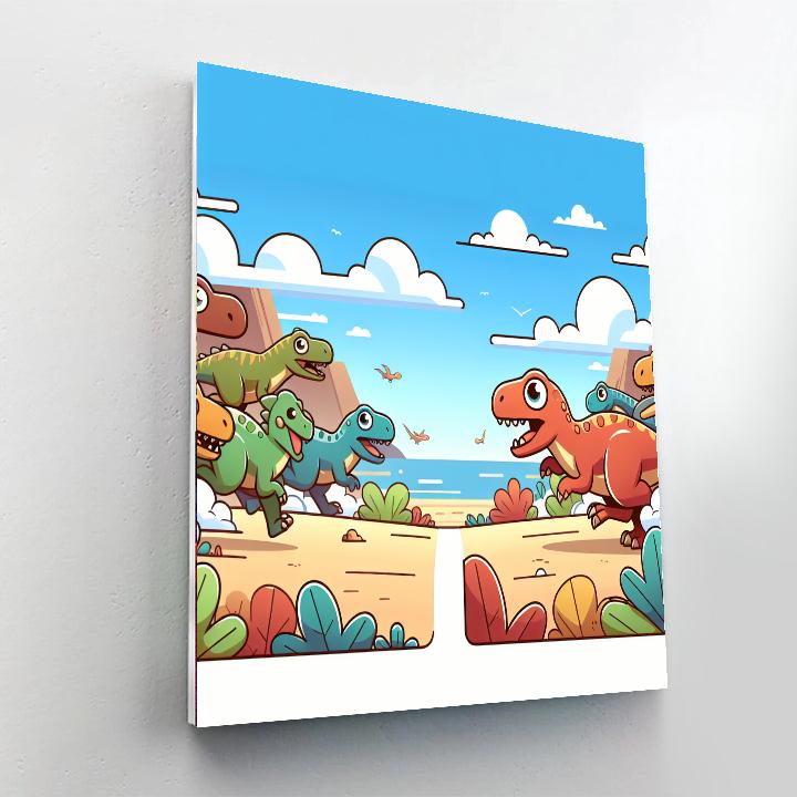 Adventurous Dino Race Painting By Numbers Kit