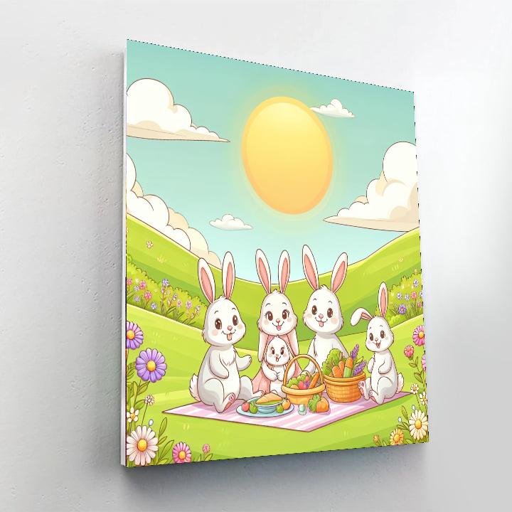 Playful Bunny Family Paint By Numbers Art