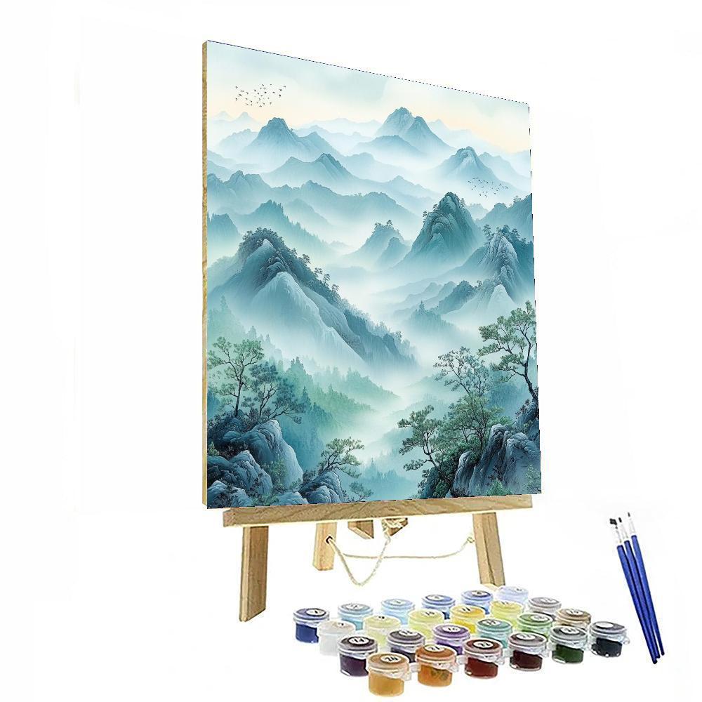 Zhao Mengfu Inspired Serenity Of Misty Mountains  Paint By Color