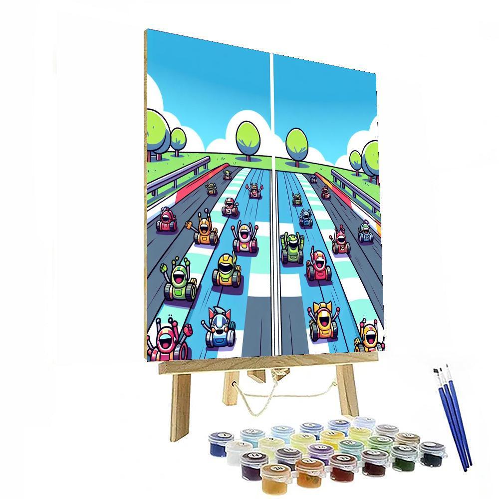 Exciting Robot Racing Paint By Numbers Kits