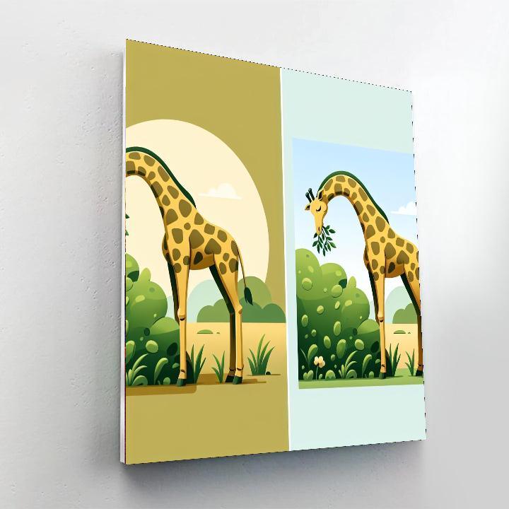 Gentle Giraffe Grazing Number Painting