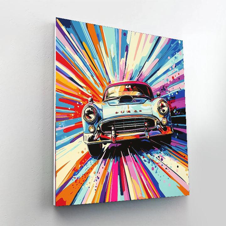 Andy Warhol Inspired Vintage Automobile Charm  Painting Number Kit