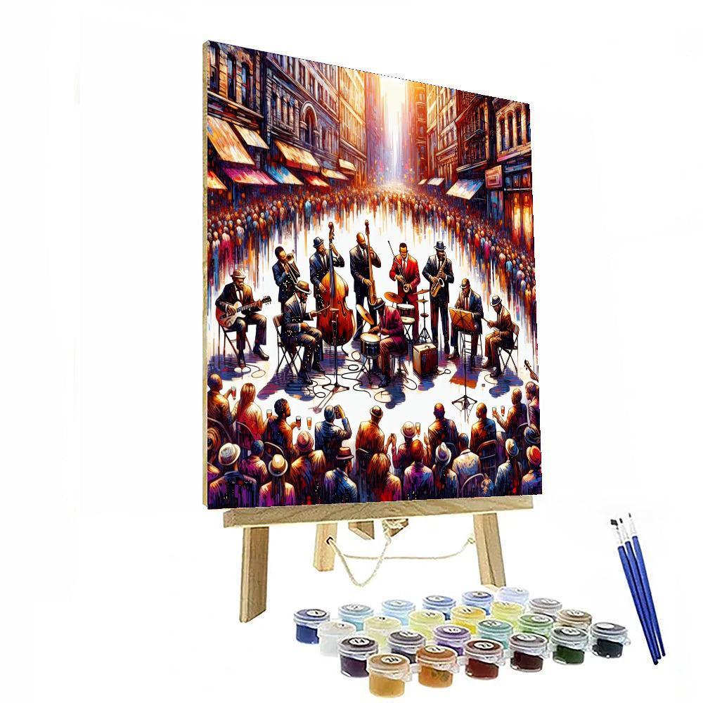 Dynamic City Street Jazz Band Painting Number Kit