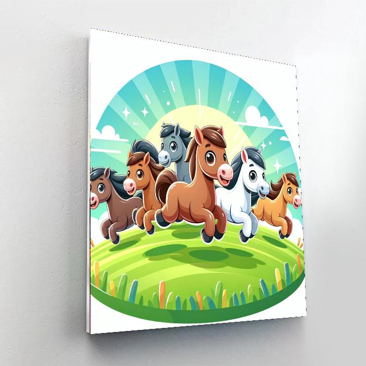 Galloping Horses Painting Number Kit