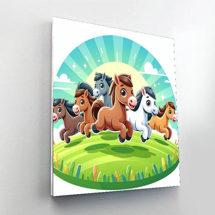 Galloping Horses Painting Number Kit
