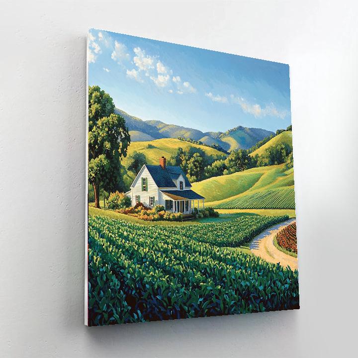 Grant Wood Inspired Rural Farmhouse Dream  Paint By Numbers Kits