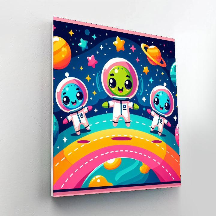 Space Adventure With Friendly Aliens Paint By Color