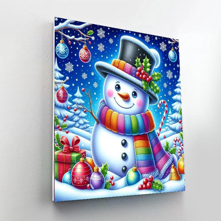 Jolly Holiday Snowman Paint By Numbers Art
