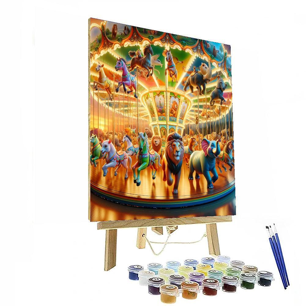 Playful Wildlife Carousel Paint By Color