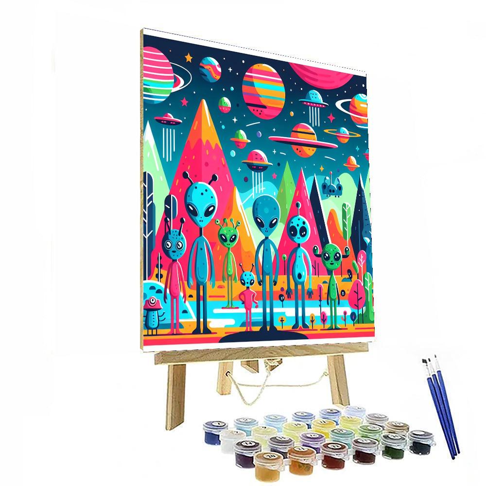 Funny Alien Planet Exploration Painting Number Kit