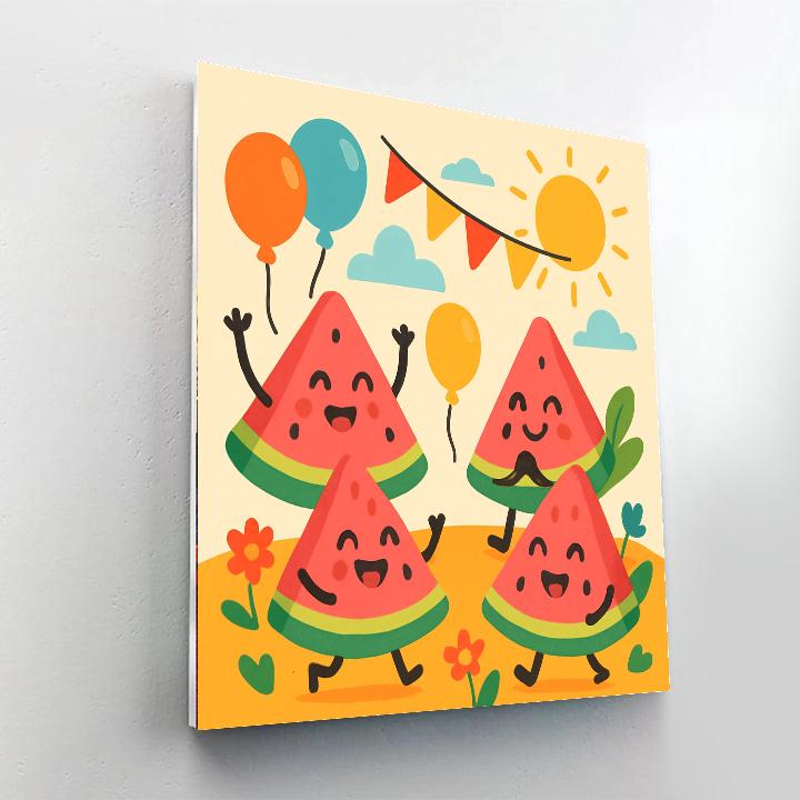Whimsical Watermelon Party Paint By Numbers Art