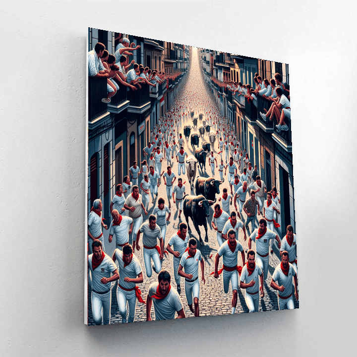 San Fermín Running Of The Bulls - Spain Number Painting