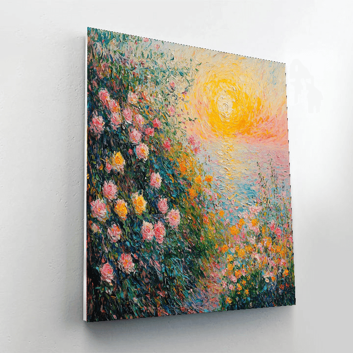 Claude Monet Inspired Sunset In Blooms  Paint By Numbers Art