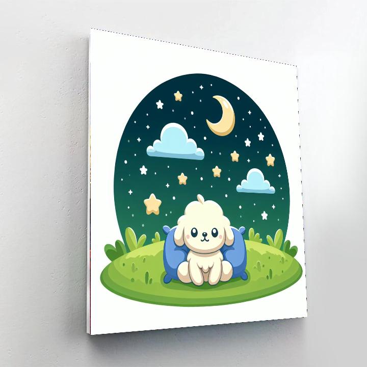 Puppy's Starry Night Numbered Painting Kits