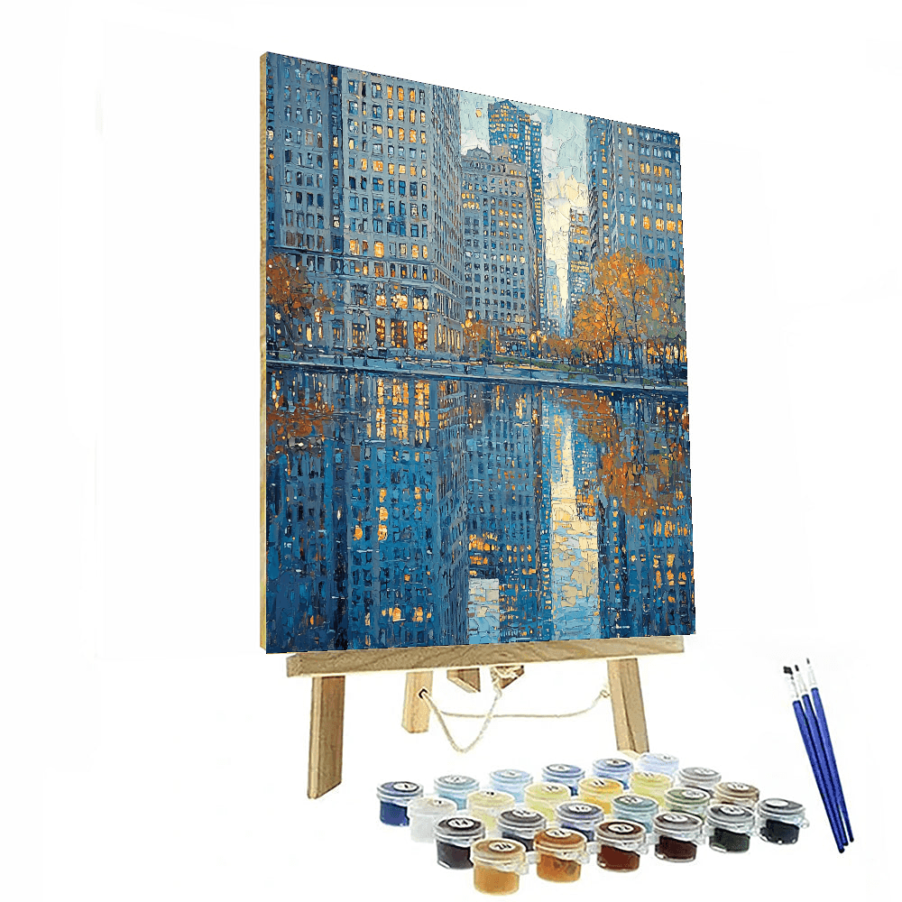 Hopper Inspired Timeless City Reflections  Painting By Numbers Kit