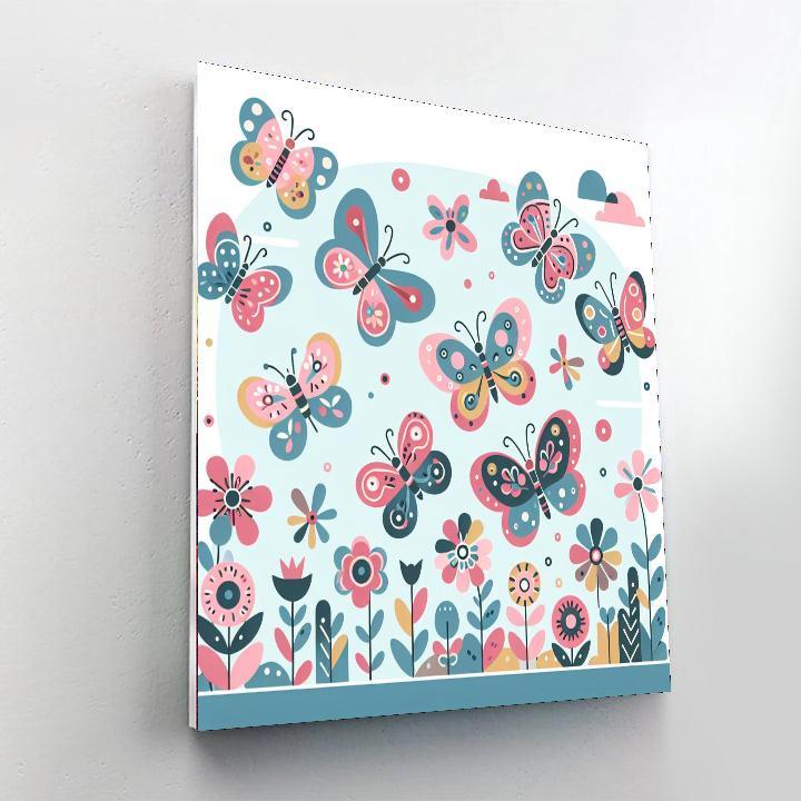 Sunny Garden Butterflies Paint By Color