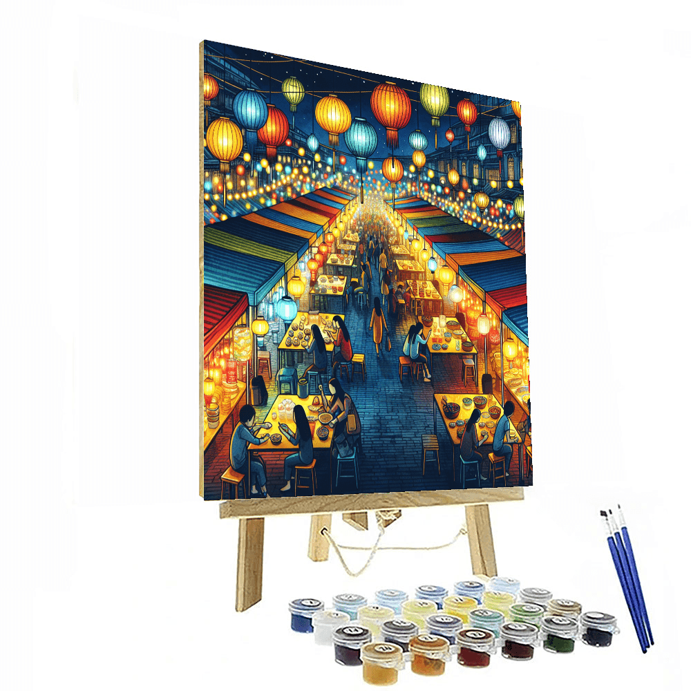 Festive Night Market Number Painting