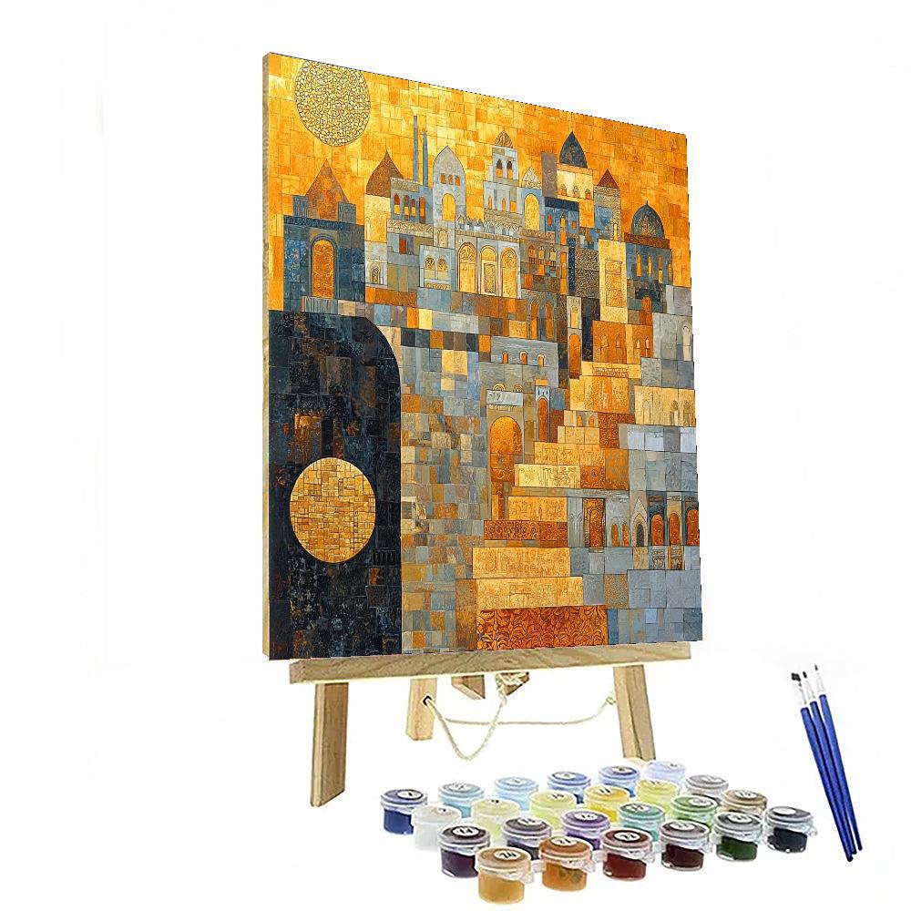 Gustav Klimt Inspired City Of Gold  Number Painting