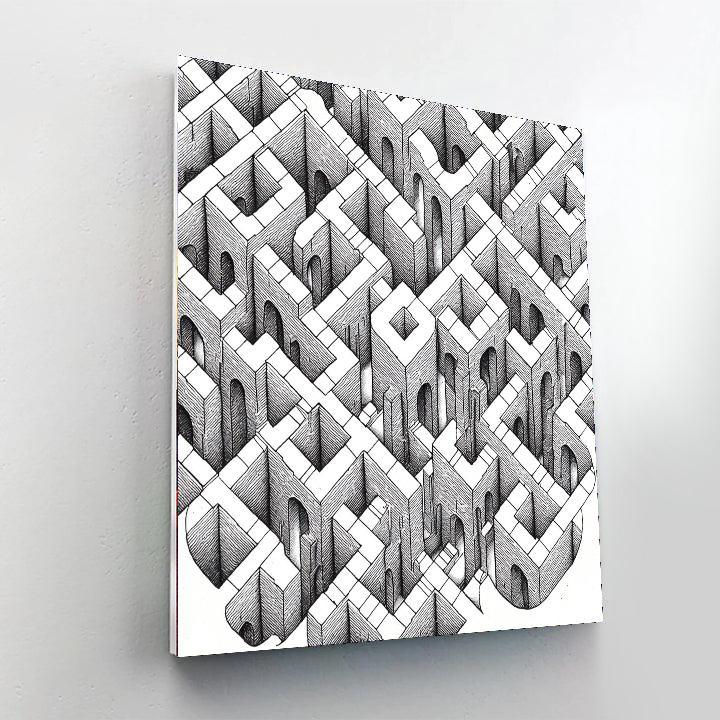 M.C. Escher Inspired Eternal Pathways  Number Painting