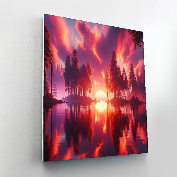 Sunset Serenade Over Lake Painting By Numbers Kit