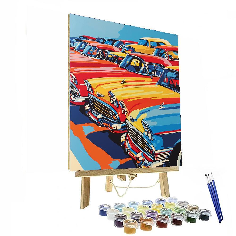 Andy Warhol Inspired Vintage Car Rendezvous  Paint By Number