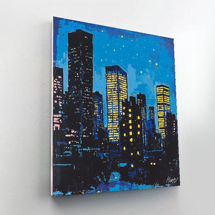 Roy Lichtenstein Inspired Futuristic Urban Illumination  Paint By Number