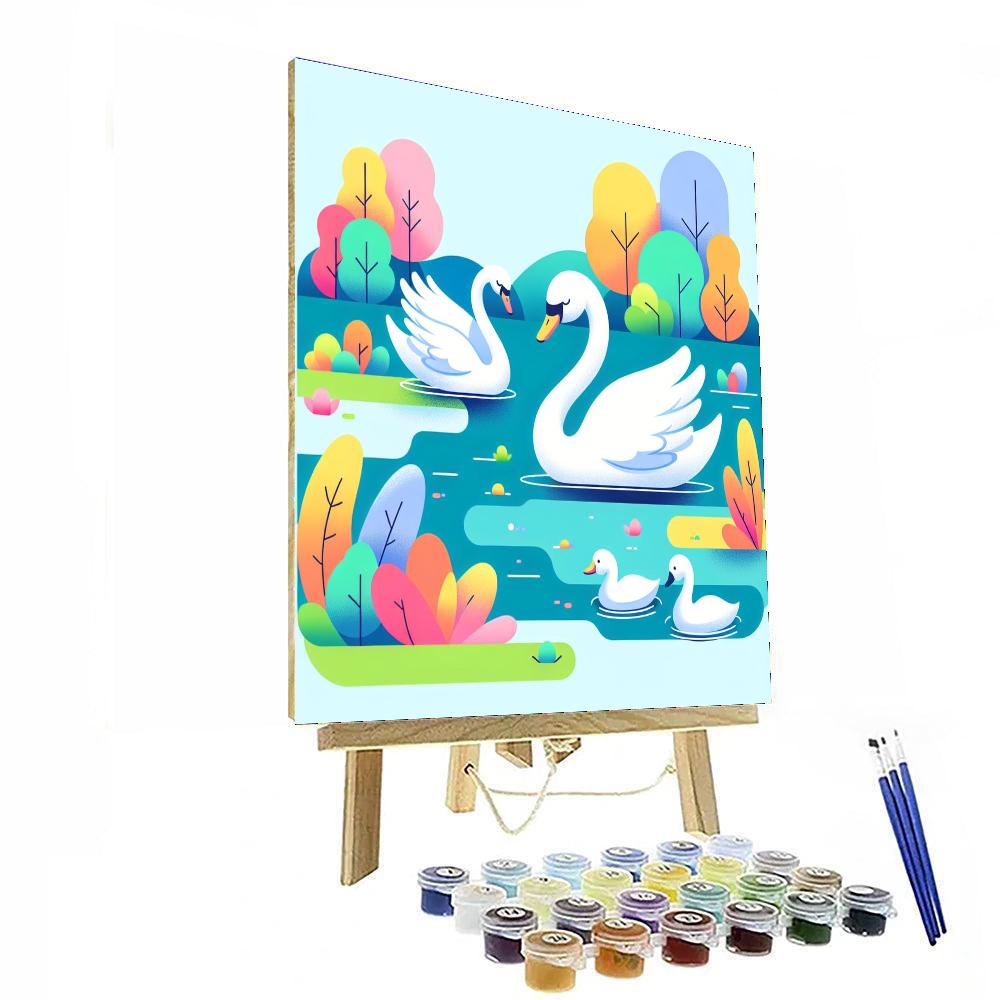 Swan's Silvery Stream Paint By Numbers