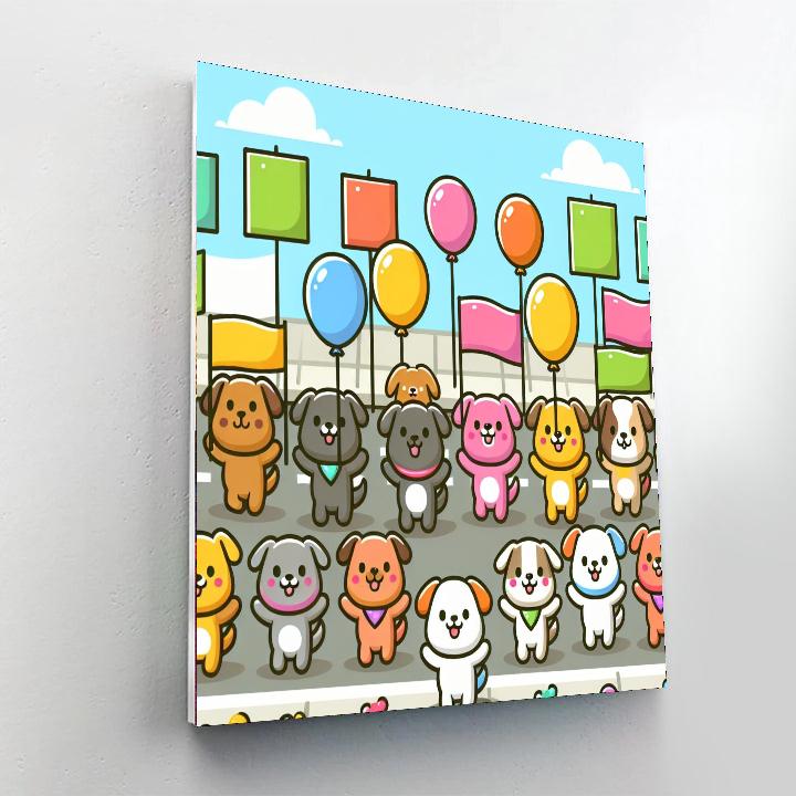 Puppy Party Parade Painting Number Kit
