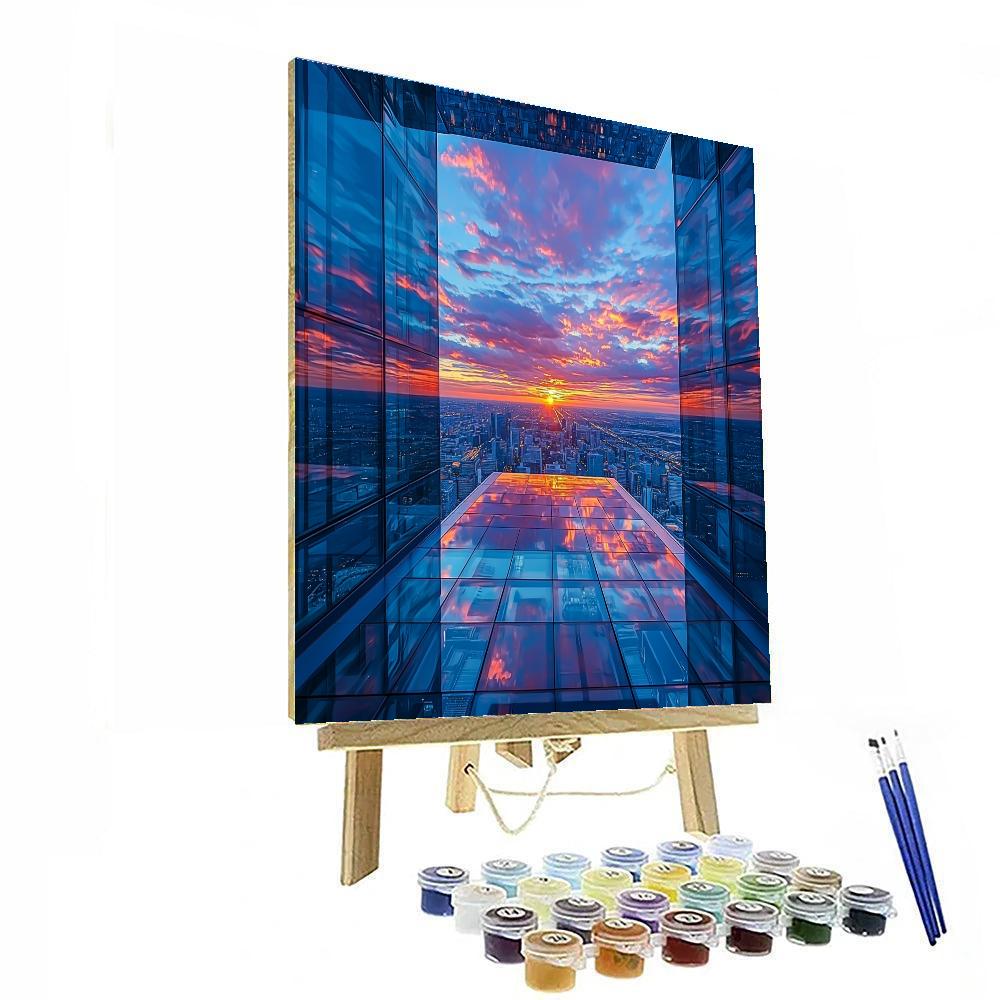 Sunset City Skyline Observation Deck Numbered painting kits