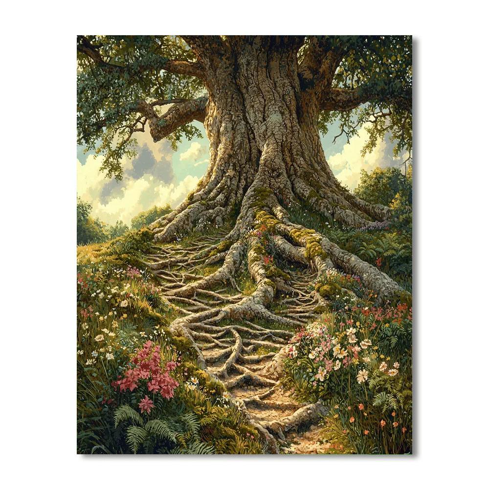 Ancient Tree With Root Labyrinth Environmental Park Paint by numbers kits