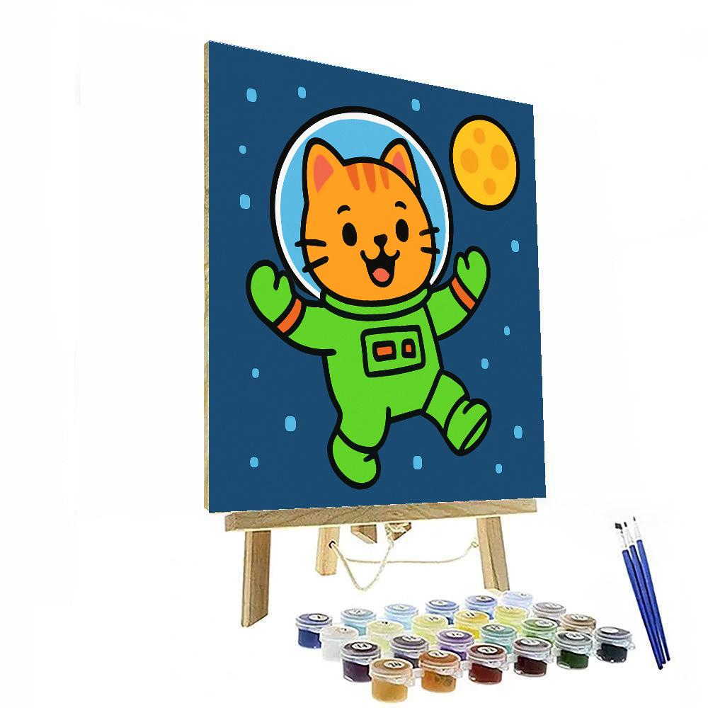 Friendly Space Explorer Cat Number painting