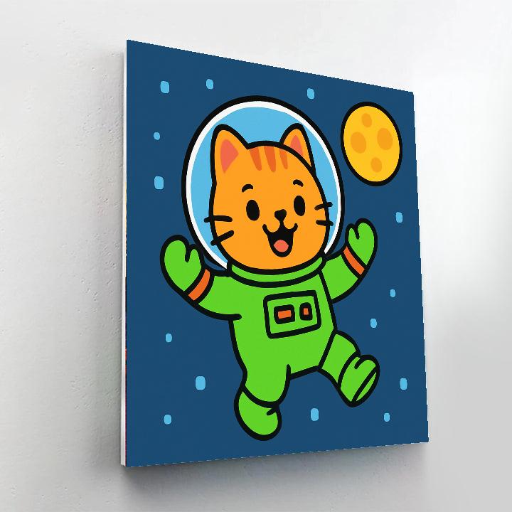 Friendly Space Explorer Cat Number painting