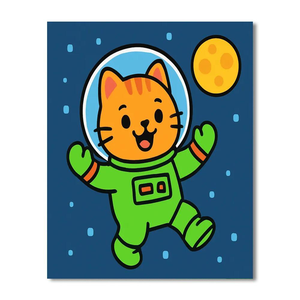 Friendly Space Explorer Cat Number painting