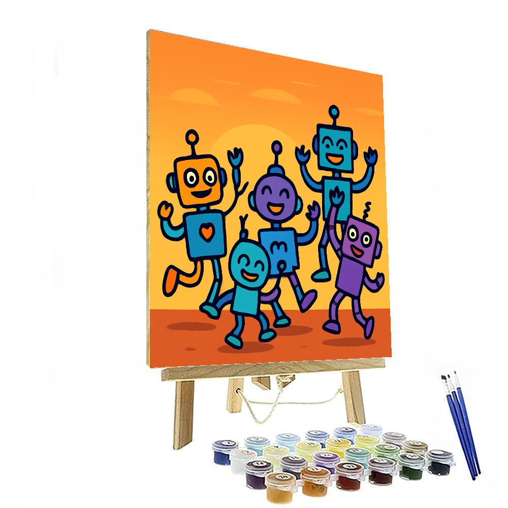 Dancing Robots At Sunset painting number kit
