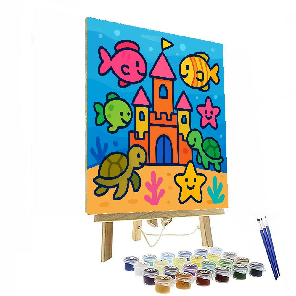 Underwater Castle With Happy Sea Creatures Paint by numbers art