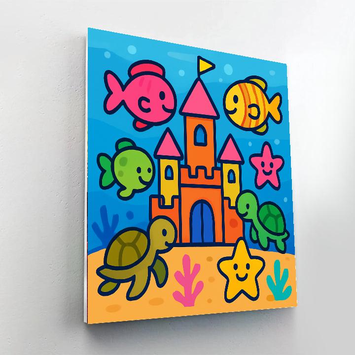Underwater Castle With Happy Sea Creatures Paint by numbers art