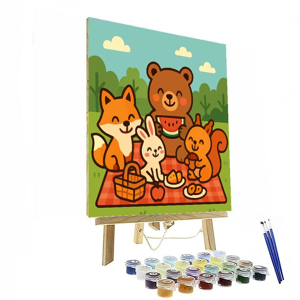 Friendly Forest Animals Picnic Painting by numbers kit