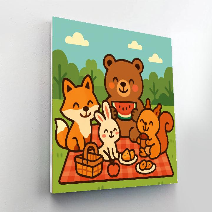 Friendly Forest Animals Picnic Painting by numbers kit