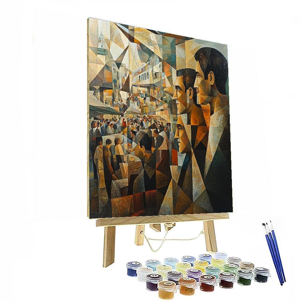 Picasso Inspired Abstract Urban Market Numbered painting kits
