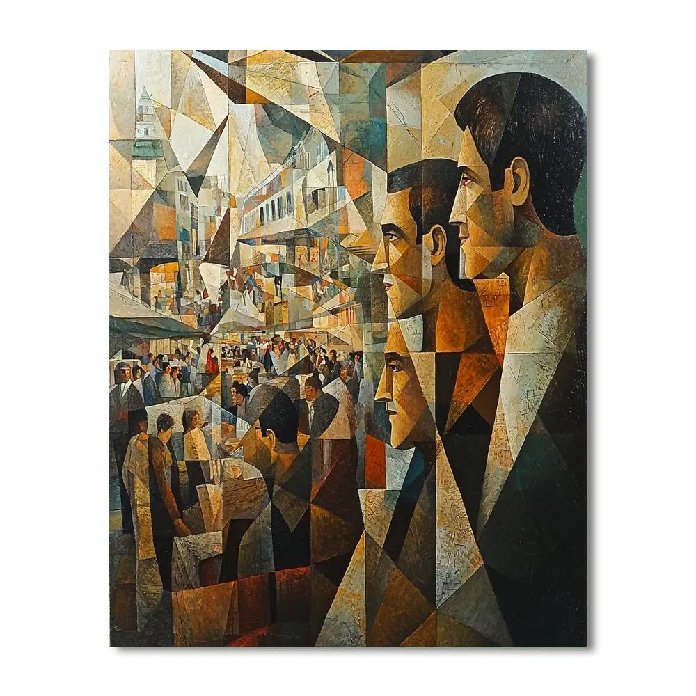 Picasso Inspired Abstract Urban Market Numbered painting kits