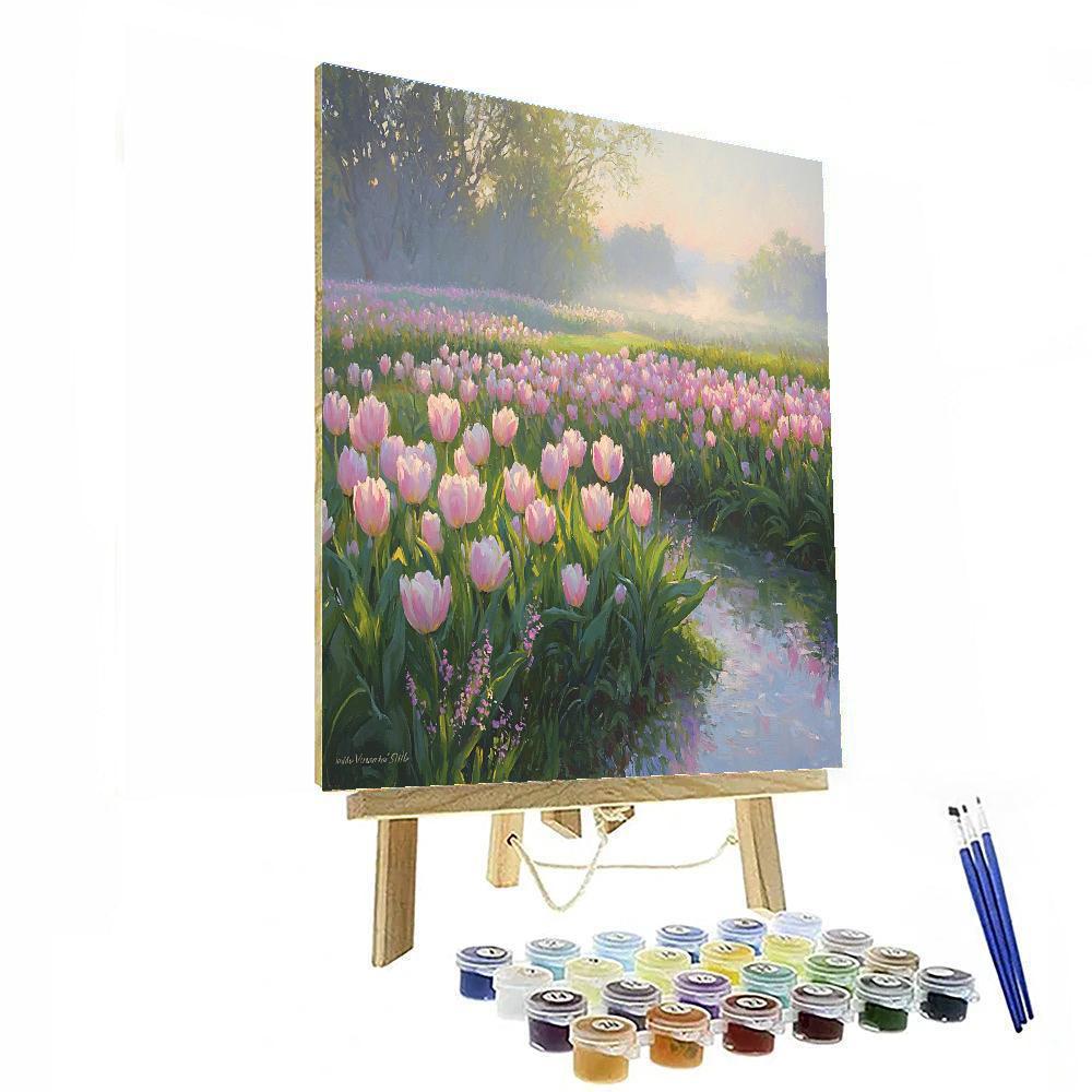 Monet Inspired Morning Garden With Tulips Paint by numbers kits