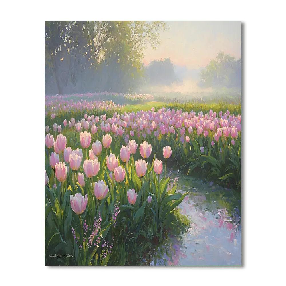Monet Inspired Morning Garden With Tulips Paint by numbers kits