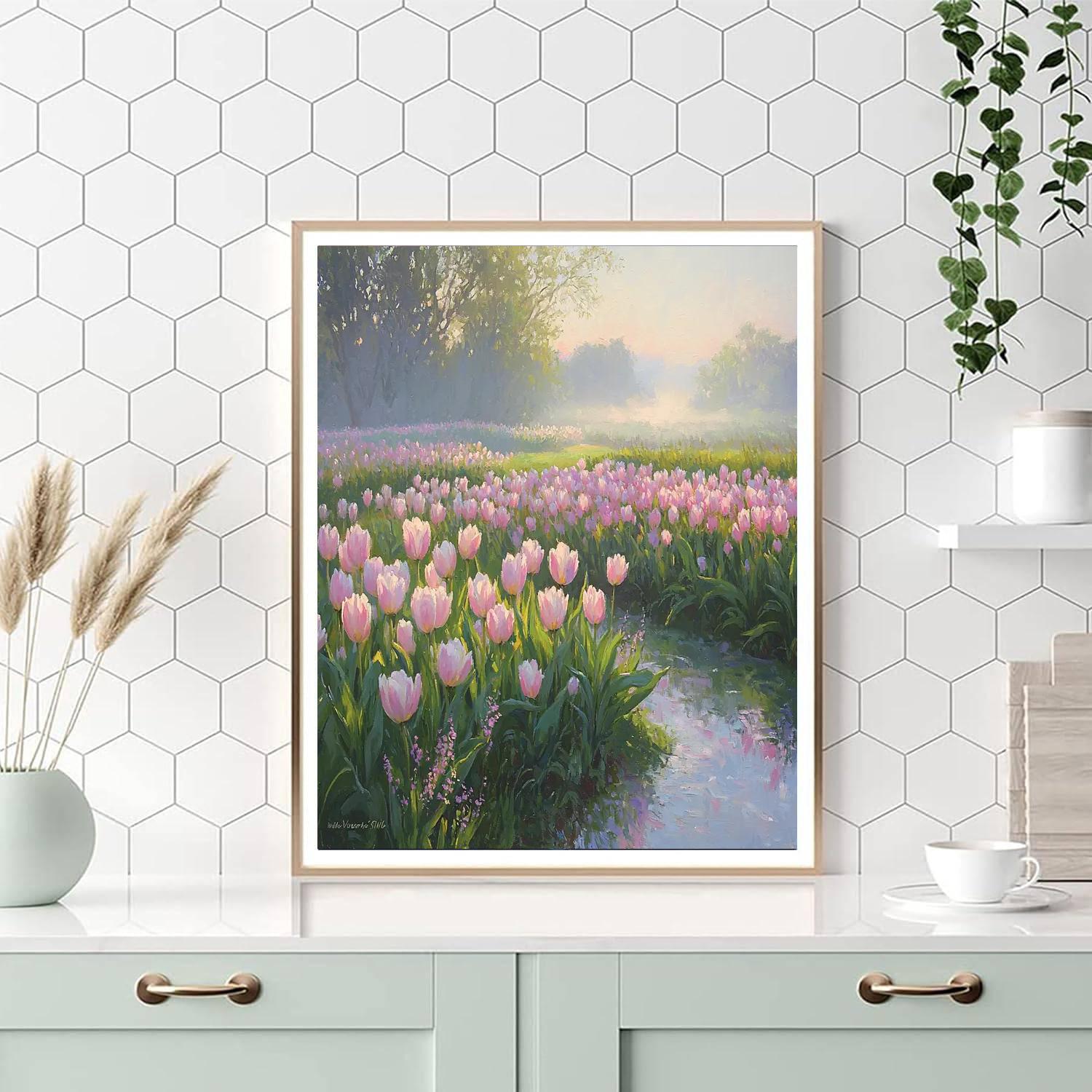 Monet Inspired Morning Garden With Tulips Paint by numbers kits