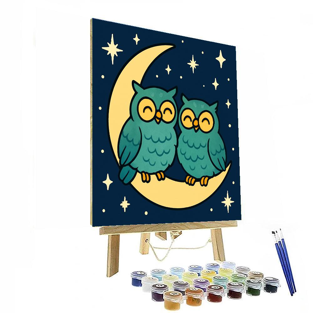 Starlight Adventure With Cosmic Owls paint by number