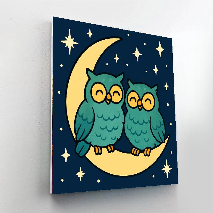 Starlight Adventure With Cosmic Owls paint by number