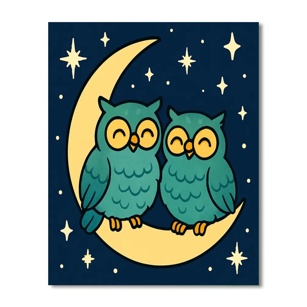 Starlight Adventure With Cosmic Owls paint by number