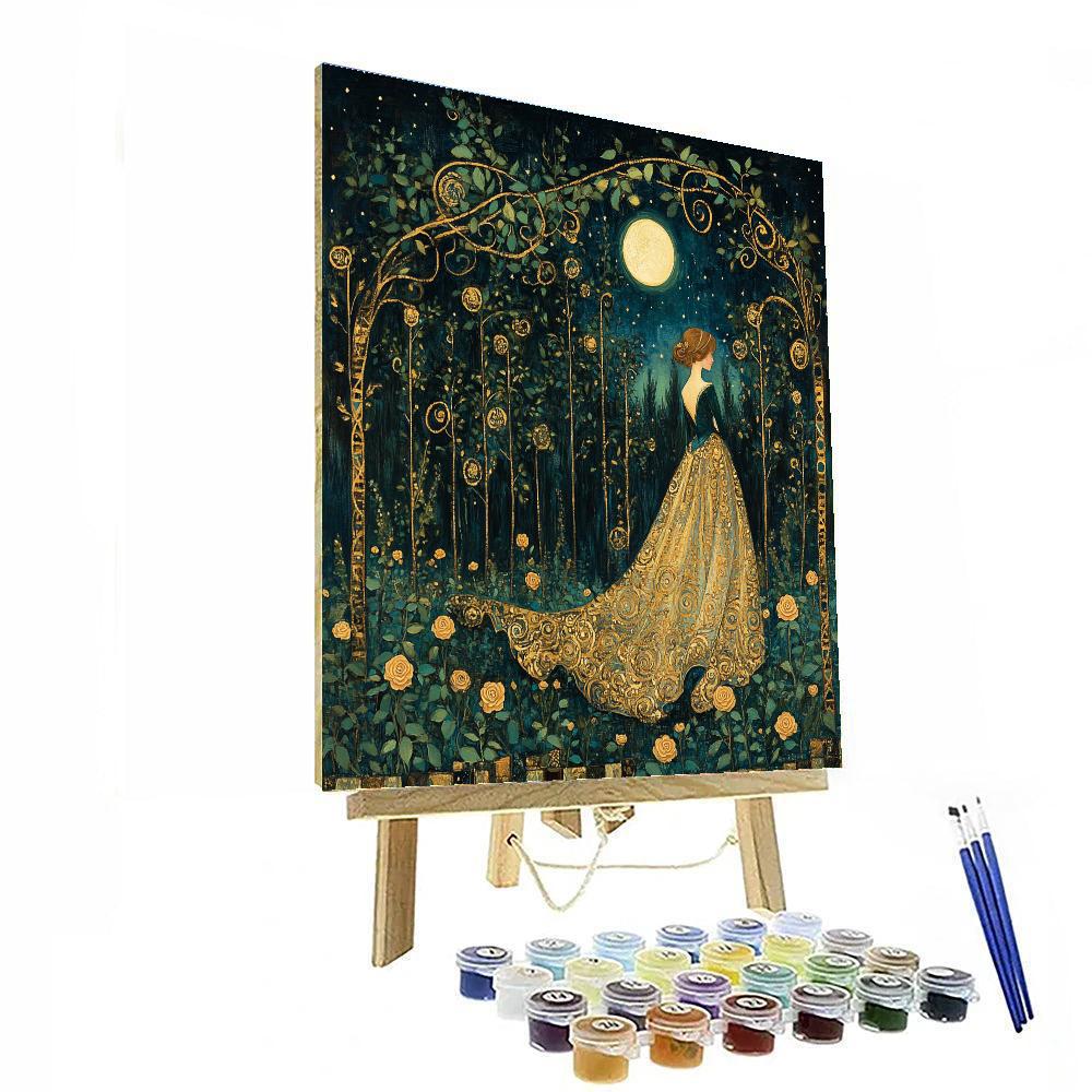 Gustav Klimt Inspired Moonlit Garden painting number kit