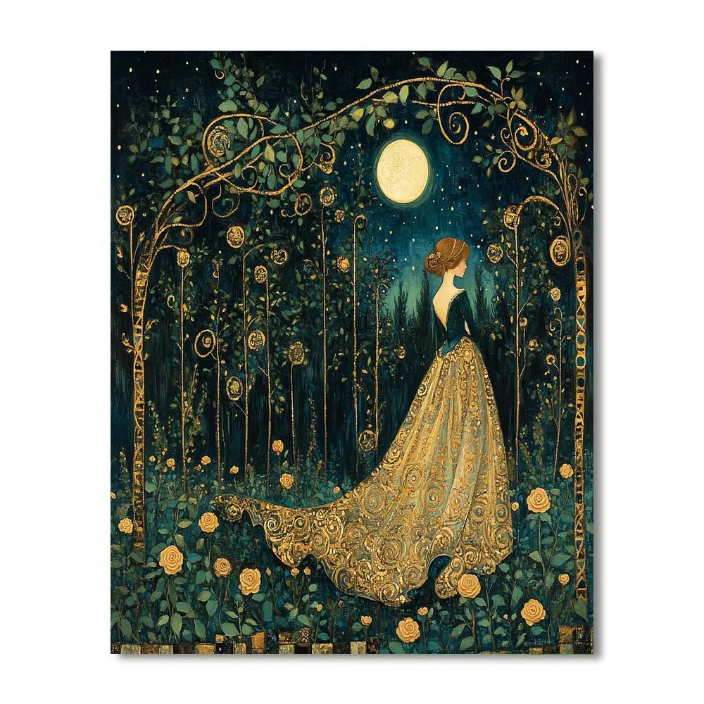Gustav Klimt Inspired Moonlit Garden painting number kit