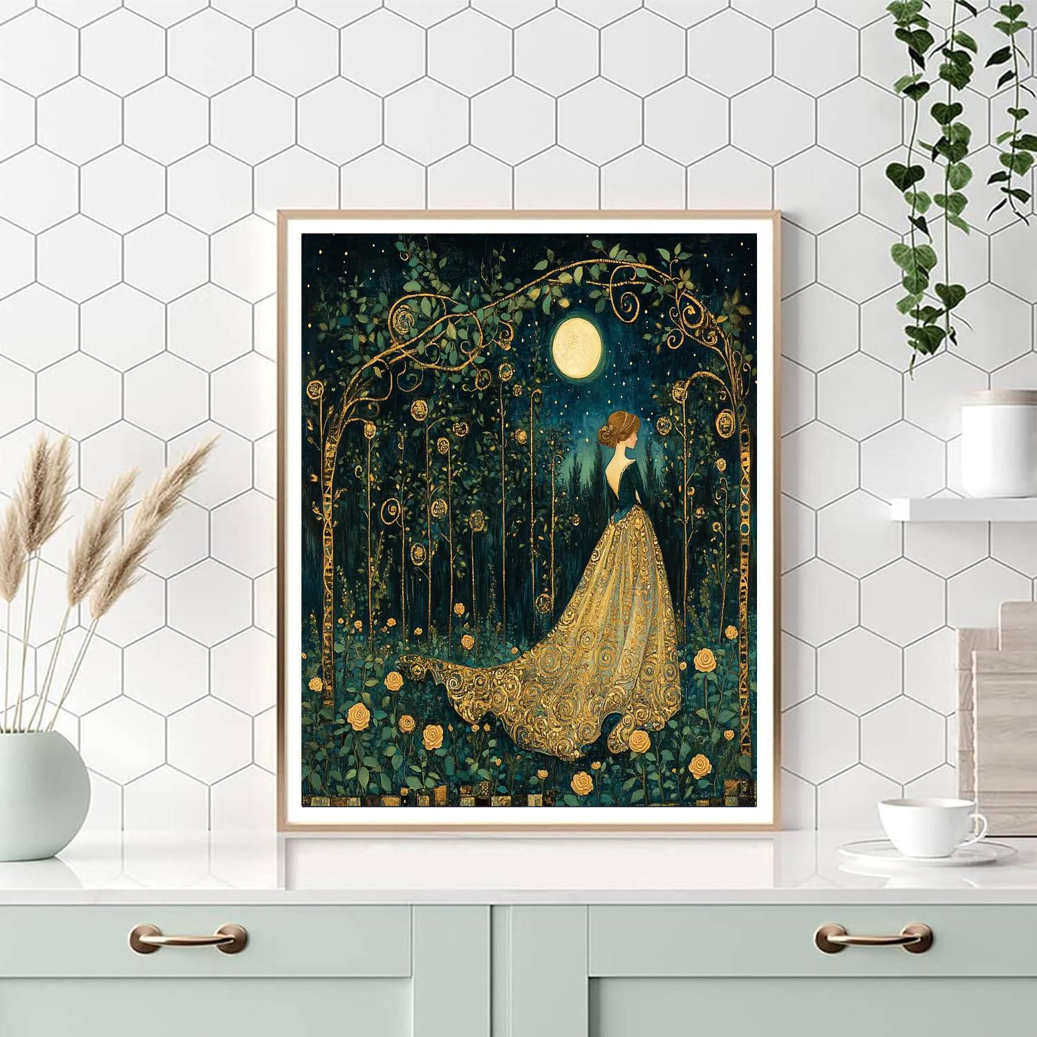 Gustav Klimt Inspired Moonlit Garden painting number kit