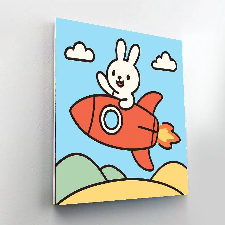 Rocket Riding Rabbit paint by color